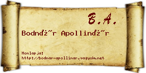 Bodnár Apollinár névjegykártya