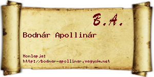 Bodnár Apollinár névjegykártya